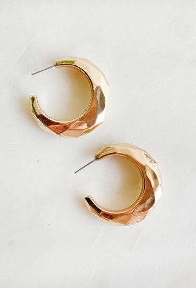 NYC Dreams Hoop Earrings, Textured gold hoop with a post backing