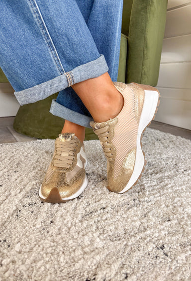 No Prob Gold Metallic Sneakers - Groovy's