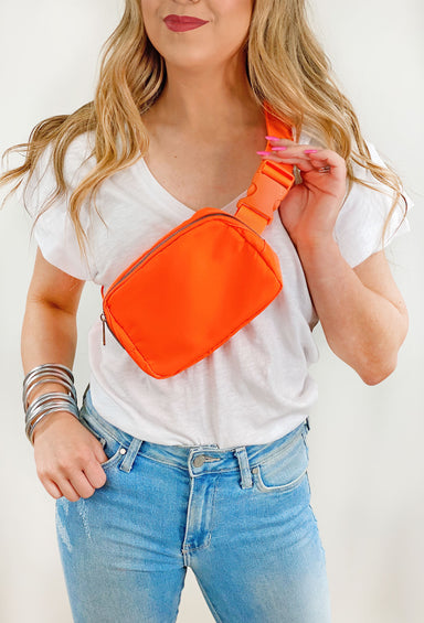Audrey Belt Bag in Neon Orange, neon orange belt bag