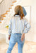 Best Efforts Button Up Top, bone, beige, and light blue stripped long sleeve button up