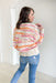Cozy For Keeps Sweater, cream, orange, and pink knit sweater
