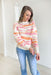 Cozy For Keeps Sweater, cream, orange, and pink knit sweater