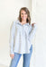 Just Be Honest Striped Top, white and light blue striped quarter button down 