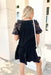 Thinking About You Dress in Black, tiered black dress with v-neck and black lace floral puff sleeves