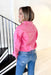 Trust Me Sweatshirt in Fuchsia, pink washed quarter zip collared hoodie