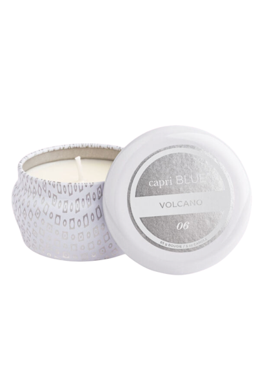 Volcano white Mini Tin, white volcano tin can, volcano scent