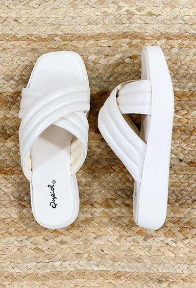 Hampley Off White Sandals, white platform sandles
