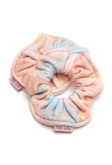 Kitsch Microfiber Towel Scrunchies in Sunset Tie Dye, pink orange and blue microfiber towel scrunchies