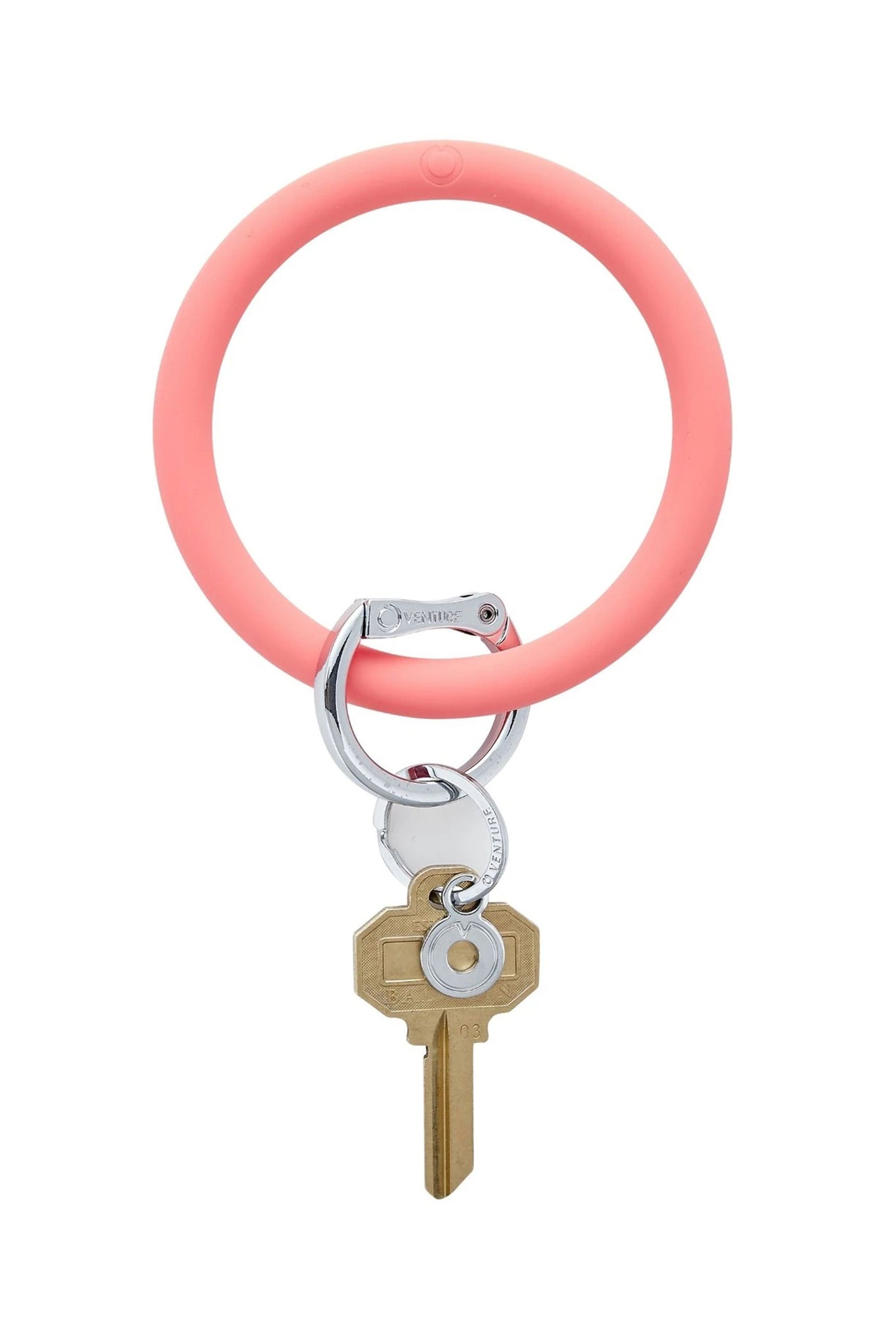 O-Venture Silicone Key Ring in Coral Reef, silicone key ring, coral color