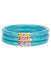 BUDHAGIRL Three Kings All Weather Bangles in Turquoise, 3 piece turquoise bangle with gold, rose gold, and silver beads 