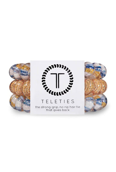TELETIES Large Hair Ties - Knotted Up, set of three large teleties, blue and orange