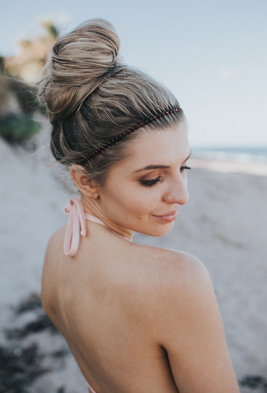 TELETIES Headband - Platinum, silver hair coil headband with no slip grip