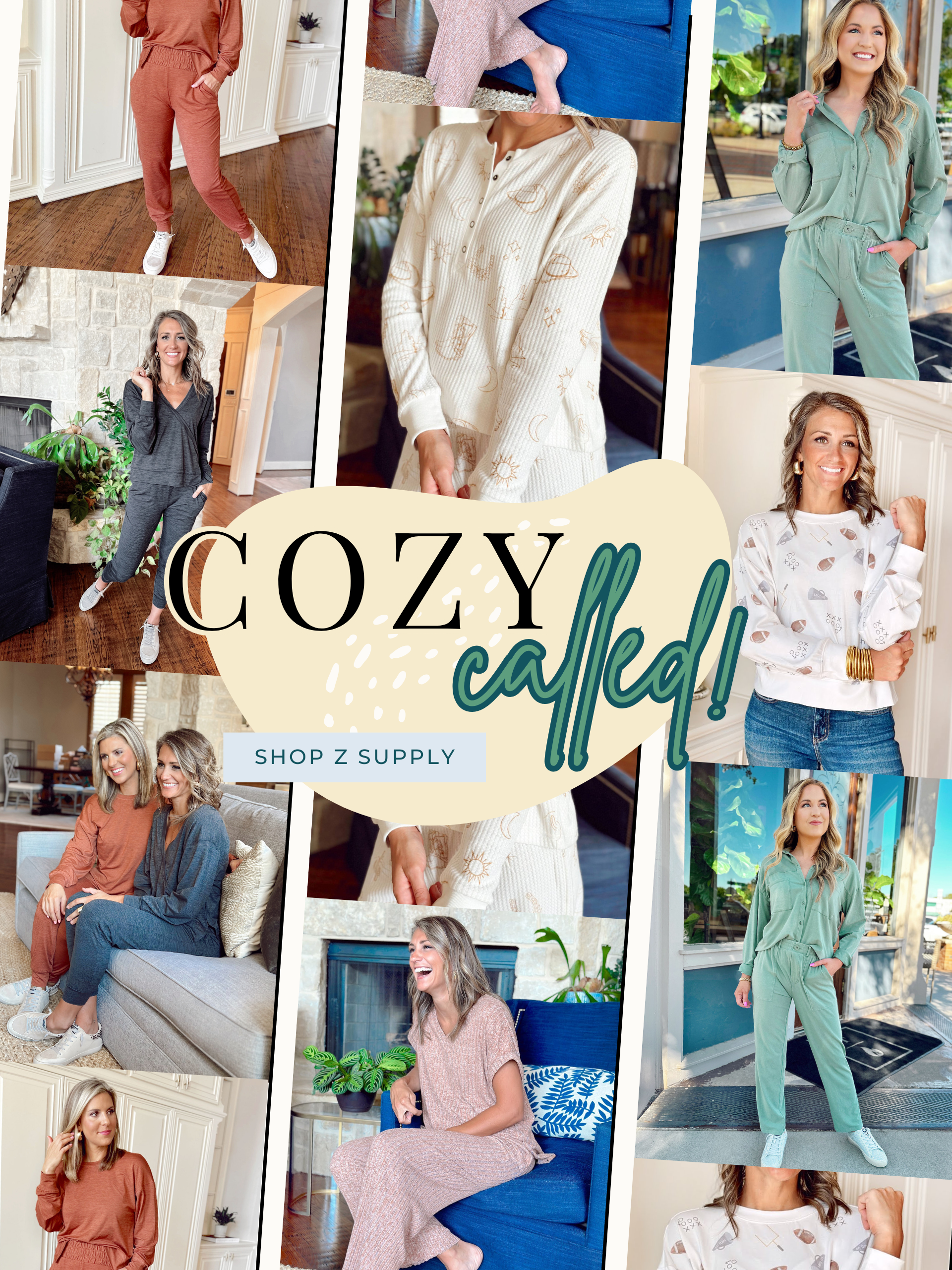 Cozy called! Shop our Z SUPPLY Collection: Models wearing numerous styles by Z SUPPLY including lounge sets, activewear sets and every day styles.
