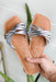beach by Matisse Gale Sandals in Silver,  multi-strap upper in a shiny silver twisted finish