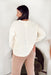 Chilly Morning Top in Cream, waffle knit v-neck longsleeve with front pocket and oversized sleeves 