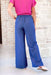 Eliza Wide Leg Pants, washed blue dress pant with wide legs and front pleats