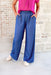Eliza Wide Leg Pants, washed blue dress pant with wide legs and front pleats