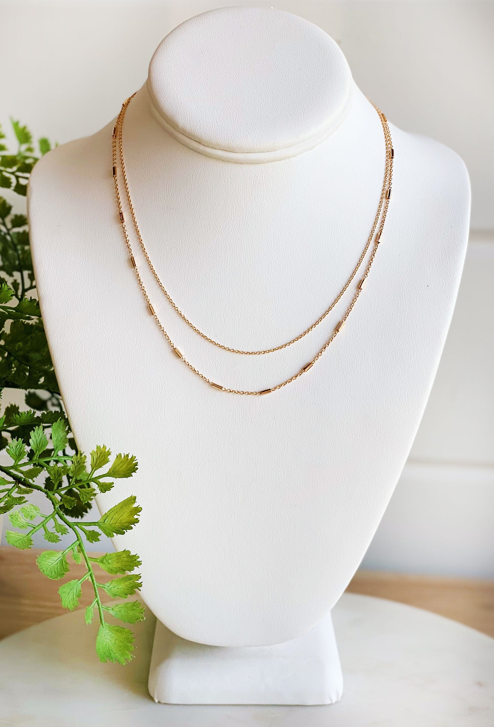 Emery Gold Chain Necklace, layered chain with lobster clasp
