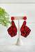 Go Team Beaded Earrings in Red & Black, Red and Black beaded foam finger earrings with #1 on the palm