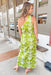 Having A Moment Midi Dress, Green midi dress featuring a beautiful one-shoulder design decorated with a white floral pattern, It has a self tie closure at the waist and a smocked backing, plus a slit detail for added movement