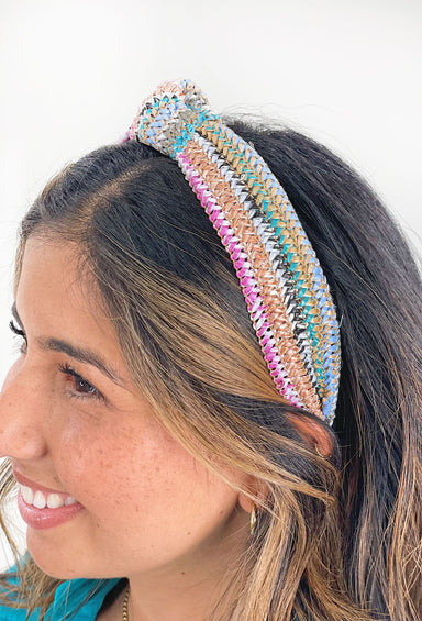 Hello Hamptons Woven Headband, colorful raffia headband
