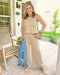 Z SUPPLY Scout Jersey Flare Pant in Rattan, Elastic waist band wide leg lounge pant in sand