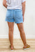 Island Girl Denim Shorts,Light wash blue denim shorts, light distressing around hem line