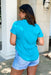 Kerry Blouse in Scuba Blue, blue v-neck short sleeve blouse