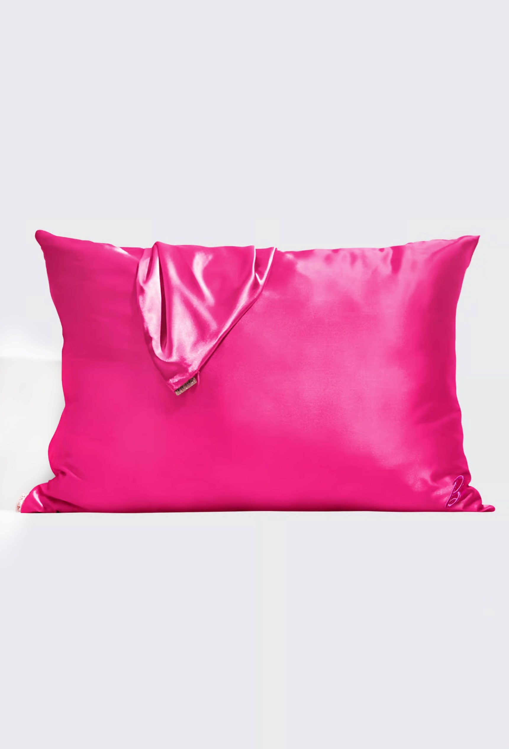 Pink Silk pillow case with barbie letter "B" embroidered on it