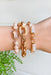 Maddie Bracelet Set in Gold, set of three strechy bracelets, gold, cream, and tan beads