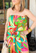 Miami Bound Maxi Dress, strapless maxi dress, bold colors, abstract design, self tie around the waist