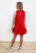 New York Nights Dress. Candy red mini dress with a ruffle detailing on the bottom.