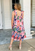 Nights By The Sea Dress, Pink dress featuring a colorful palm leaf print design, Tie straps