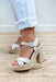 Noble Block Heel In Bone, Platform heel with an espadrille sole and off white straps