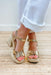 Noble Block Heel in Gold, Block heel with platform espadrille sole and gold straps