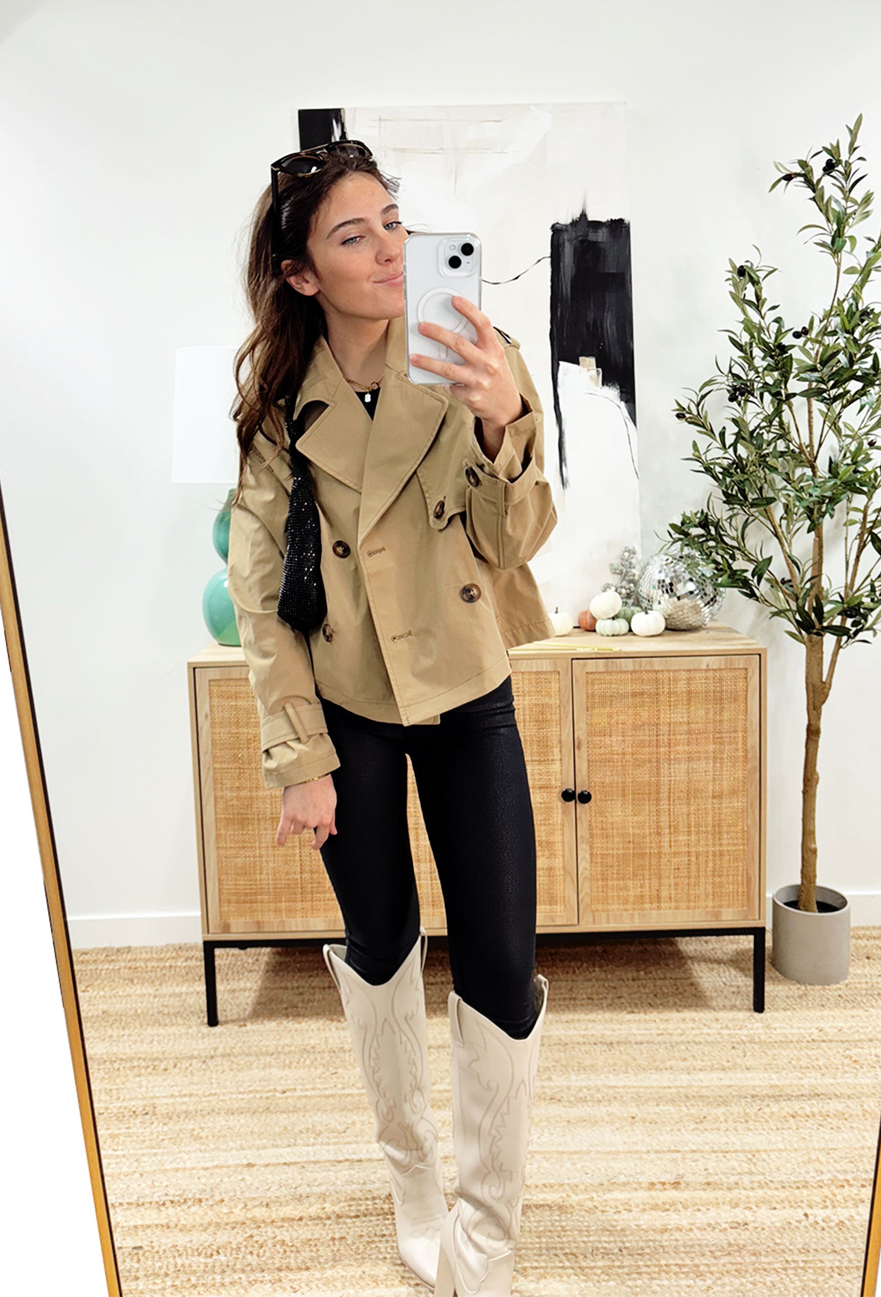 No Matter What Jacket, tan cropped trench coat