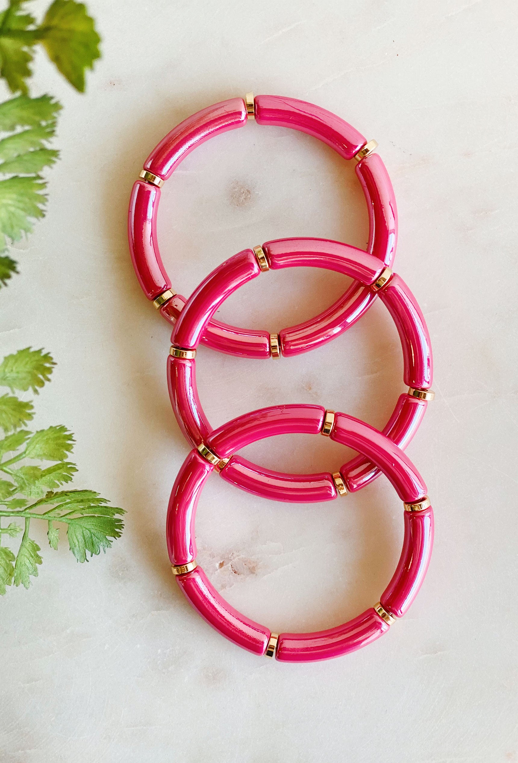 Summer Feelings Bracelet Set in Fuchsia, set of three fuchsia colored bracelet set of 3