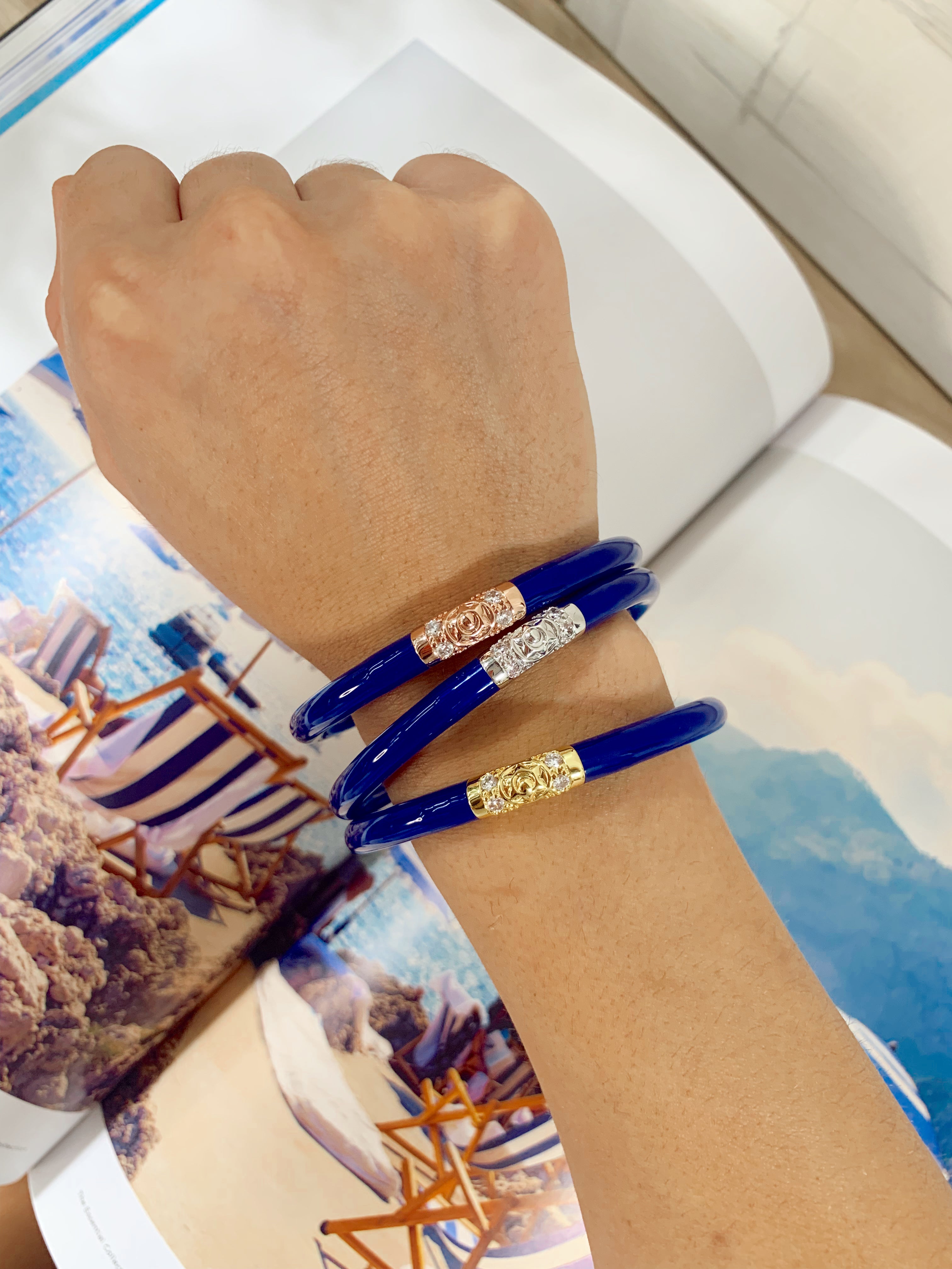 BUDHAGIRL Three Kings All Weather Bangles in Lapis
