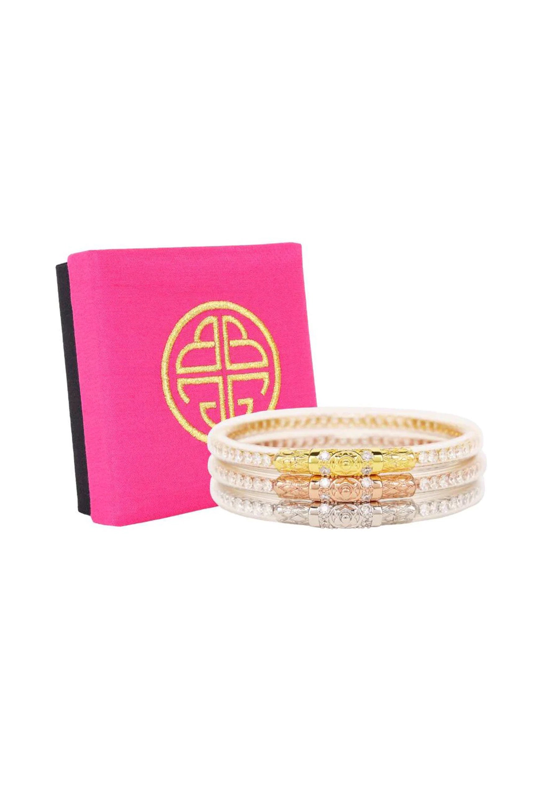 BUDHAGIRL Three Queens Bangles in Clear Crystal Groovy's BUDHAGIRL