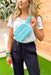 Tori Quilted Belt Bag in Light Blue, light blue belt bag with an adjustable strap and monochromatic zippers.
