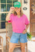 Unlimited Love Top, pink short sleeve top with ribbed hem
