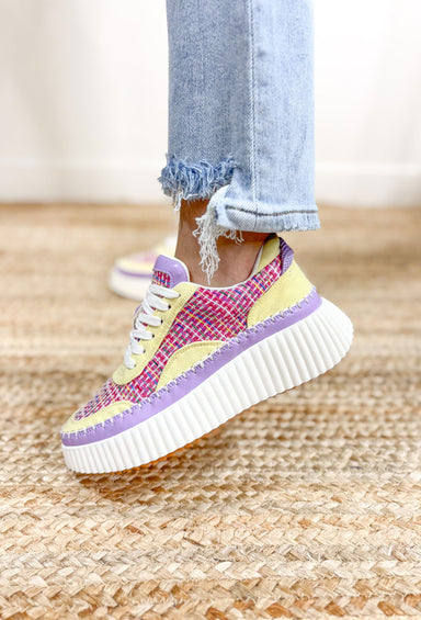 Coconuts by Matisse Go To Sneaker in Multi, platform running sole sneakers in the colors pale yellow, lavender, fuchsia and white 