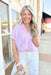 Days In The Sun Gauze Top, pink and white pinstripe short sleeve gauze blouse with collar