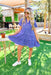 Days To Remember Dress, royal blue and lilac gingham short sleeve dress with quarter button down neck line and collar 