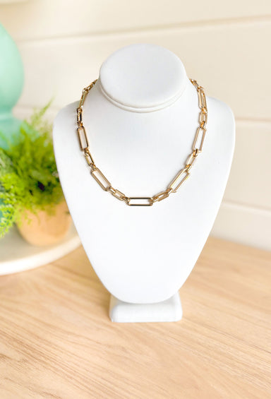 Done Deal Chain Necklace chunky gold paper clip chain necklace