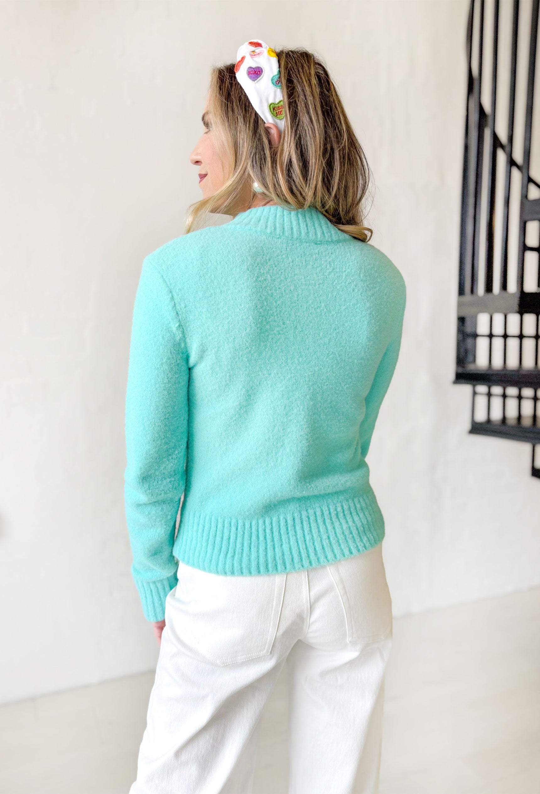 Escape The Chill Sweater, fluffy knit mock neck fitted sweater