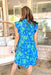 Feeling Flirty Floral Dress in Blue, cobalt blue and teal green floral tiered dress with ruffle sleeves and v-neck