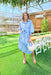 From Time To Time Midi Dress, quarter sleeve button up midi dress with tie detail on the waist in shade light blue