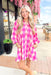 Give Me A Reason Dress, cream and hot pink long sleeve button down gingham dress 