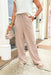 Hallie Linen Pants in Tan, Tan linen wide leg pants with pockets, elastic waist band and drawstring